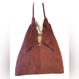 🍷Divina Firenze Gorgeous Wine Genuine Suede Leather Slouchy Hobo Bag 🍷NWT
